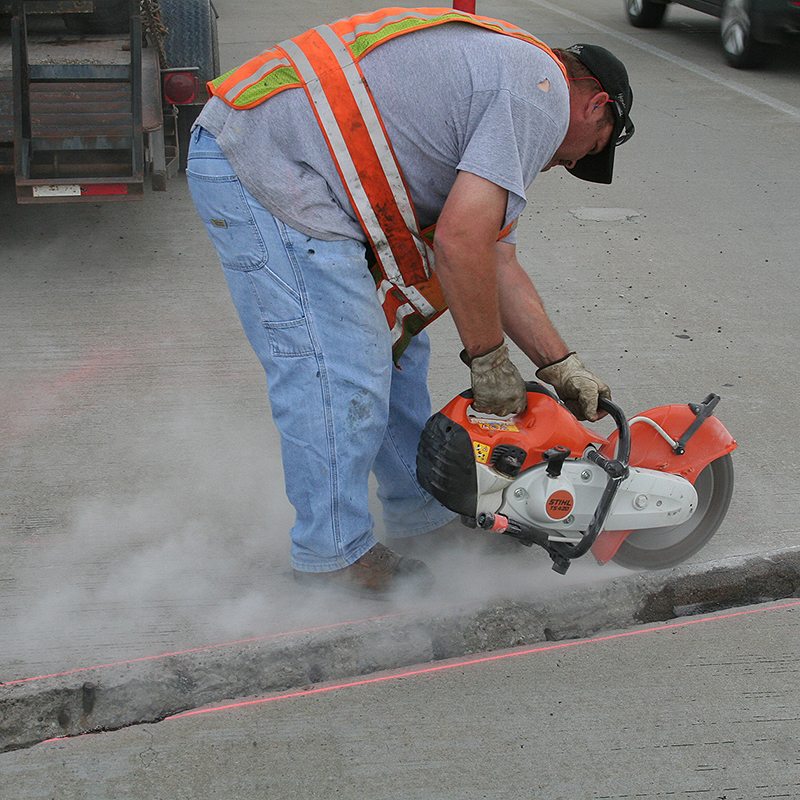 Replacement of failed joint in concrete edges repaired with EMCRETE